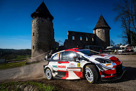 Elfyn Evans of Team Toyota Gazoo Racing performs during World Rally Championship Croatia in Zagreb, Croatia on April 24, 2021.
