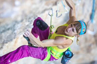 Angela Eiter climbs the La Planta de Shiva 9b in Villanueva del Rosario, Spain.