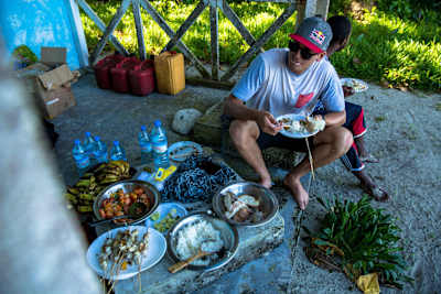 Slade Prestwich enjoys some fresh food on Madagascar on March 26th, 2015