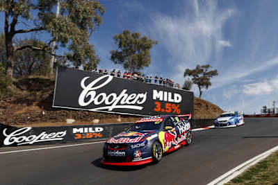 Supercars plunging down the Mount Panorama circuit is a sight to behold