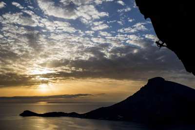 Sasha DiGiulian seen during a photo shoot on Kalymnos island, Greece on November 8, 2017.