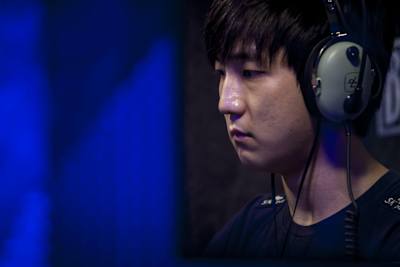 A photo of Lee "Jaedong" Jae Dong in action at Blizzcon 2013