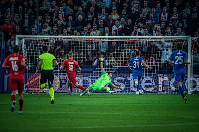 Erling Haaland scores against Genk in Red Bull Salzburg's 6–2 victory in the Champions League group stages on September 17, 2019.