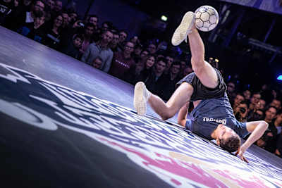 Erlend Fagerli of Norway competes during the Red Bull Street Style World Final at Hala Gwardii, Warsaw, Poland on November 22, 2018.