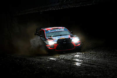 Dani Sordo is seen racing during the World Rally Championship ACI Monza in Monza, Italy on December 4, 2020.