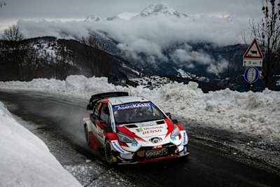 Elfyn Evans is seen racing during the World Rally Championship ACI Monza in Monza, Italy on December 5, 2020.