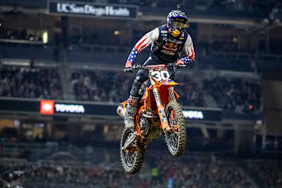 Brandon Hartranft races at Round 6 of AMA Supercross Series in San Diego.