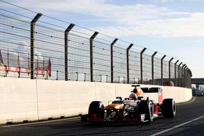 A photo of Max Verstappen lapping the new and revised Zandvoort.