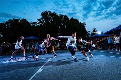 Participants perform at Red Bull Half Court finals 2020 in Vilnius, Lithuania on August 14, 2020.