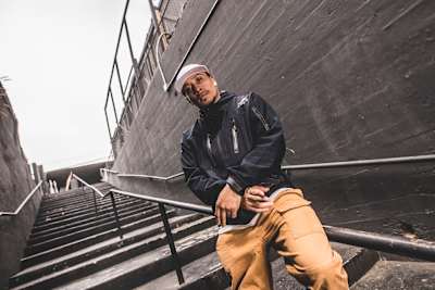 RoxRite poses for a portrait on stairs at the Red Bull BC One Cypher in Los Angeles, USA on April 27, 2019.