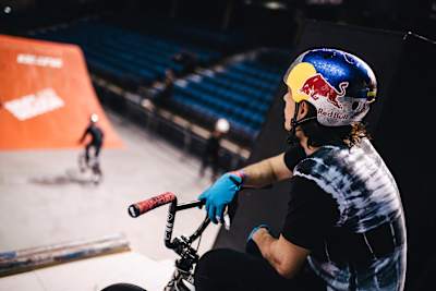 Daniel Dhers preparing his line at the Simple Session in Tallinn, Estonia on February 1, 2019