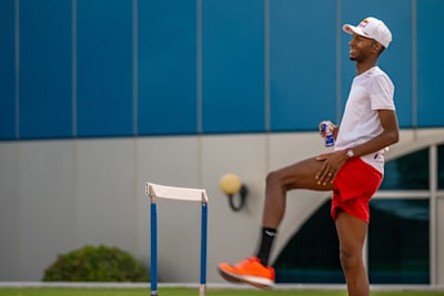 Qatari high jumper Mutaz Barshim is pictured in Doha. 