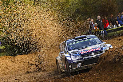 Sebastien Ogier performs during FIA World Rally Championship 2016 Spain in Salou, Spain on October 13, 2016. 