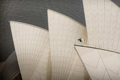 Dominic Di Tomasso freerunning the Sydney Opera House, Australia on March 10, 2022.