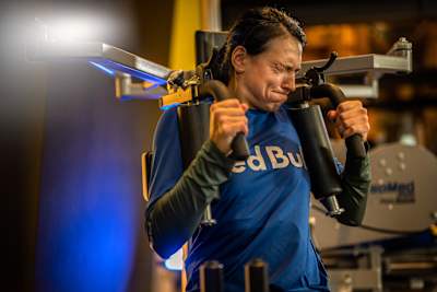 Handball player Cristina Neagu of Romania is seen during the filming of 'The science behind Cristina Neagu’s unstoppable shot' in Salzburg, Austria. 