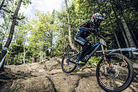 Danny Hart rides during the MTB World Cup.