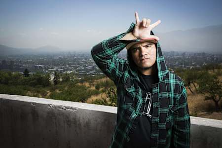 Aczino poses for a portrait prior to the 2015 Red Bull Batalla de los Gallos World Final.