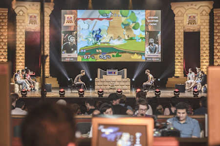 Team M2K competes against Team Wizzrobe at Red Bull Smash Gods and Gatekeepers at the Wiltern in Los Angeles, CA, USA on 03 September, 2017.