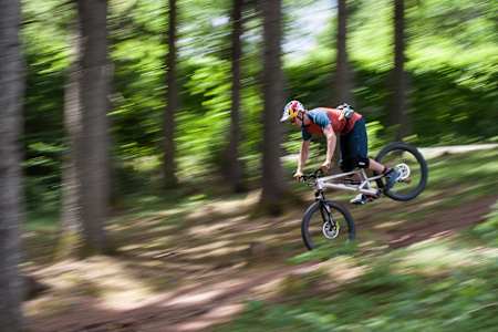 Tom Oehler pulls an endo in the forest.