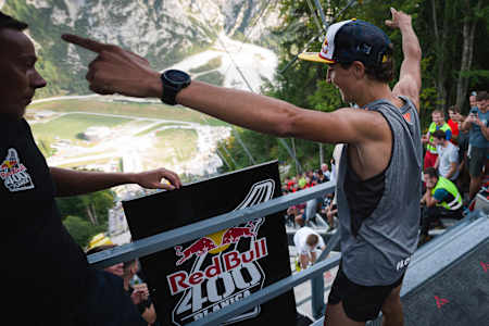 Luka Kovačič celebrates his win.