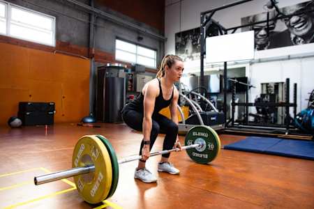 Kate Courtney working out at Red Bull HQ on November 21, 2019.