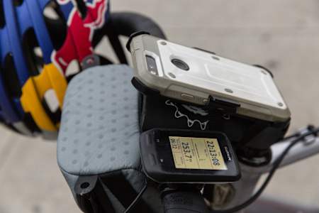 Un particolare sulla distanza coperta da Austin Horse a 3/4 del suo tentativo di Everesting sul Williamsburg Bridge.