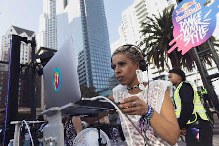 Event DJ, Novena Carmel performs at Red Bull Dance Your Style in Los Angeles, CA, USA on October 2, 2021.