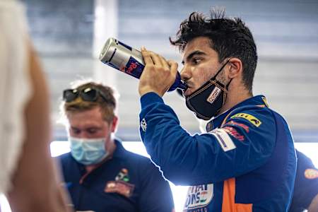 Jehan Daruvala prepares for a race at the 2021 F3 Asian Championship at the Yas Marina Circuit.