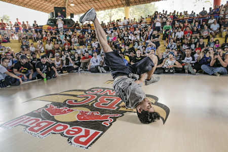 B-Boy Leony performs during the Red Bull BC One Cypher in Brazil on August 14th, 2016.