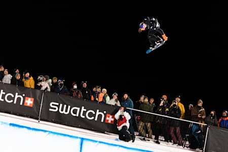 Queralt Castellet performs during the Laax Open World Cup in Laax, Switzerland on January 15, 2022.