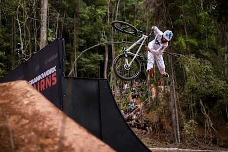 Erik Fedko competes in the Slopestyle event at Crankworxs in Cairns, Australia, on October 8, 2022.