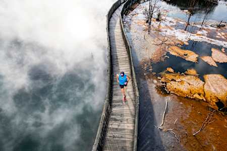 Ryan Sandes trains before the Tarawera Ultra Marathon in Rotorua, New Zealand