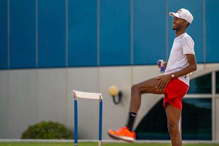 Qatari high jumper Mutaz Barshim is pictured in Doha. 