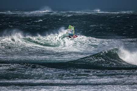 Adam Lewis of the United Kingdom performs at the Red Bull Storm Chase in Magheroarty, Ireland on March 12, 2019.  