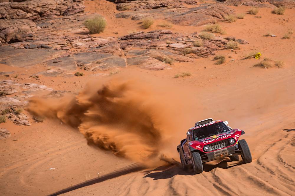 Carlos Sainz (ESP) of Bahrain JCW Team races during stage 3 of Rally Dakar 2020 at Neom, Saudi Arabia on January 7, 2020