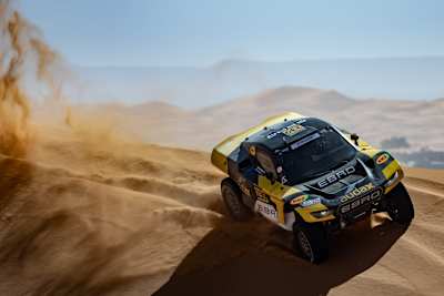 Laia Sanz is seen during the prologue before the Rallye du Maroc in Arfud, Morocco, on October 14, 2025.