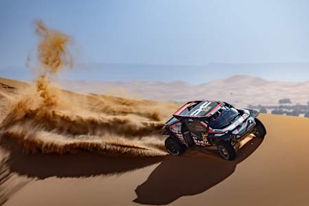 Nasser Al-Attiyah is seen during the prologue before the Rallye du Maroc in Arfud, Morocco, on October 14, 2025.