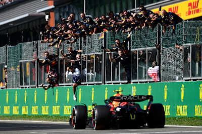 Sergio Pérez of Oracle Red Bull Racing at the Hungarian Grand Prix on Belgian Grand Prix on August 28, 2022.