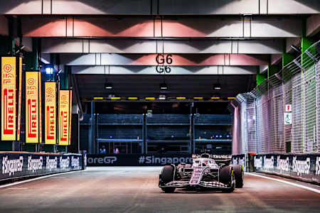 Pierre Gasly of Scuderia AlphaTauri at the Singapore Grand Prix on October 2, 2022.