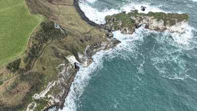 Aerial view of the Causeway Coast, home of the Red Bull Cliff Diving stop in Northern Ireland