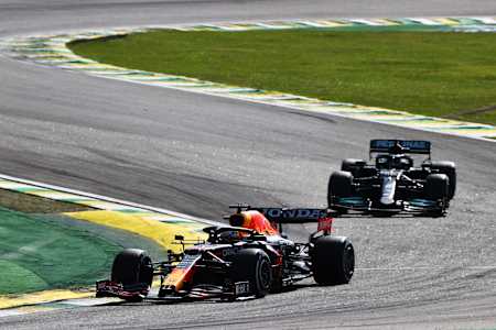 Max Verstappen of Red Bull Racing Honda at the Brazilian Grand Prix on November 14, 2021.