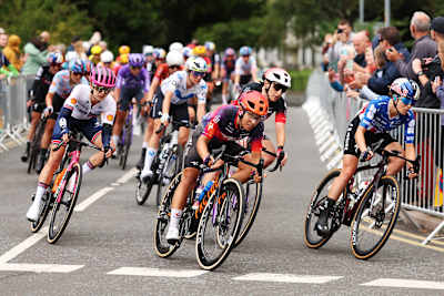 Iurani Blanco and Kate Courtney compete during the 11th Lloyds Tour of Britain Women 2026, Stage 1 on August 19, 2026 in Cockermouth, England.
