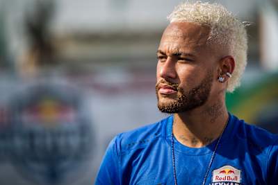 Neymar Jr is seen at the Red Bull Neymar Jr's Five World Final in Praia Grande, Brazil on July 13, 2019.