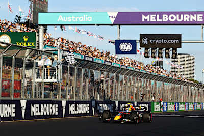 Sergio Pérez dari Oracle Red Bull Racing di Grand Prix Arab Saudi di Grand Prix Australia pada 10 April 2022.