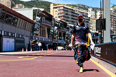 Checo Walks Down The Pit Lane