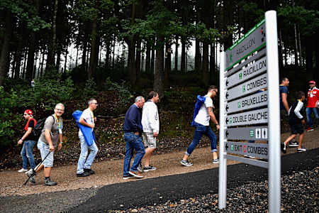 Campers make their way trackside