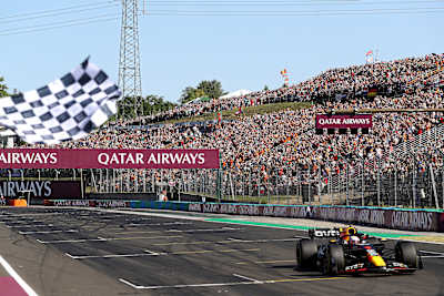 Max Verstappen von Oracle Red Bull Racing beim Grand Prix von Ungarn am 23. Juli 2023.