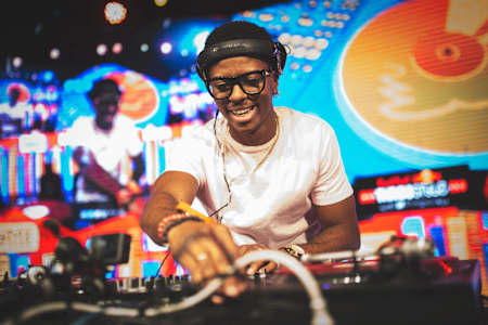 Barbados DJ Puffy performing his winning set at the 2016 Red Bull 3Style World Finals in Santiago, Chile.