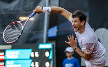 Dominic Thiem of Austria performs during the Salzburg Open in Salzburg, Austria on July 5, 2022.