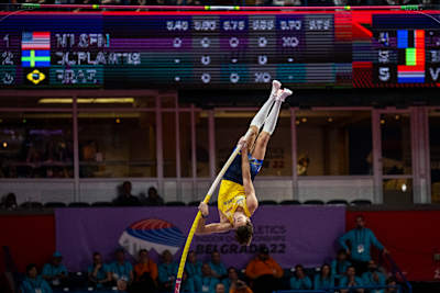 Armand Duplantis at the 2022 World Athletics Indoor Championships in Serbia